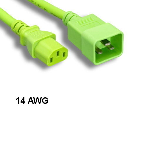 Cavo Alimentazione Verde 4' Resistente IEC-60320 da C13 a C20 14AWG 15A/250V SJT Dati IT - Foto 1 di 1