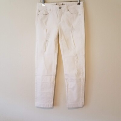 American Rag Cie White Distressed Capri Jeans Pants Women's 5 S/5HD15C