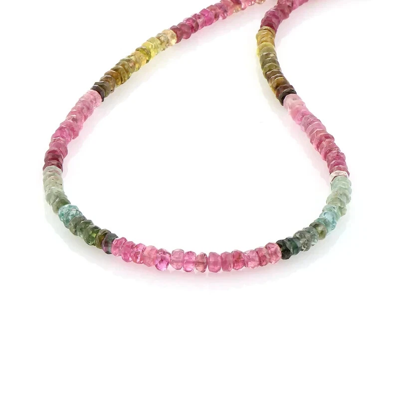Multi Watermelon Tourmaline Faceted AAA++ Gemstone Beaded Handmade Necklace 24" - Image 4 of 4