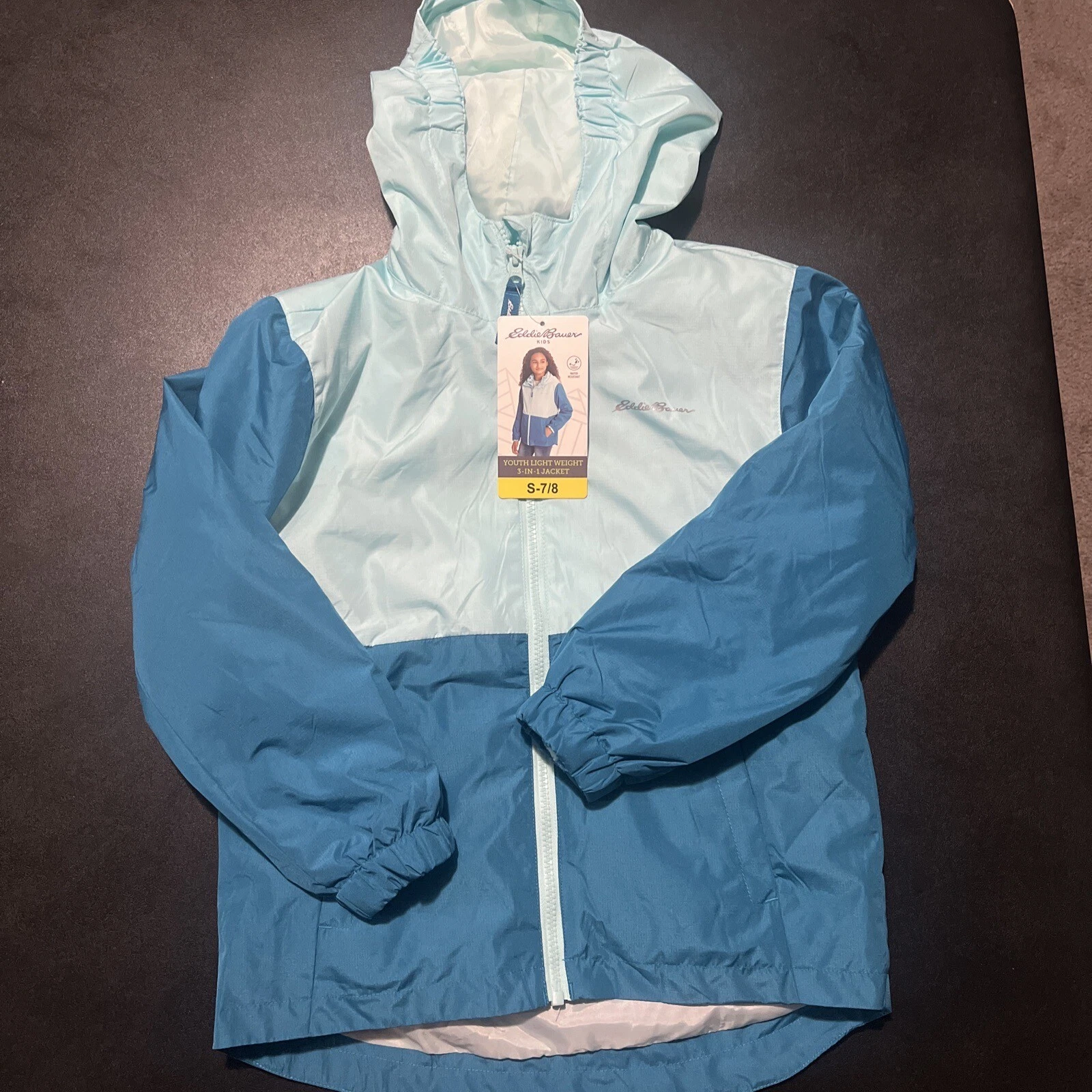 Eddie Bauer Youth 3-in-1 Jacket Paradise Blue Size Small (7/8) New With Tag