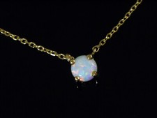 585 Gold sehr feine Collier Kette mit kleinem Opal Anhänger 4 mm Größe