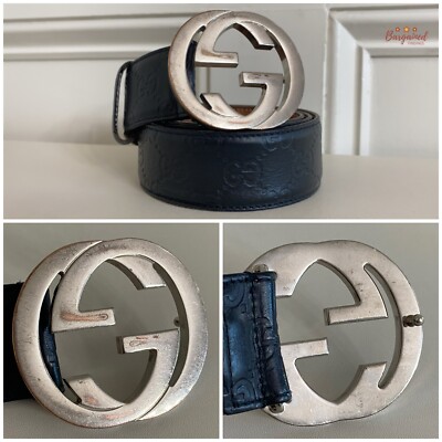 Authentic Gucci Black Guccissima Leather Silver Interlocking G