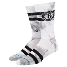 STANCE Brooklyn Nets Tie-Dye Crew Socks sz Large (9-13) Gray White Basketball