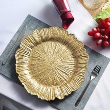 6Pcs Silver Reef Charger Plates 13in Plastic Round Dinner For Wedding & Party UK