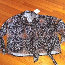 NWT Deva Moda Flowy Italian-Made Tie-Front Blouse ■ Unsized