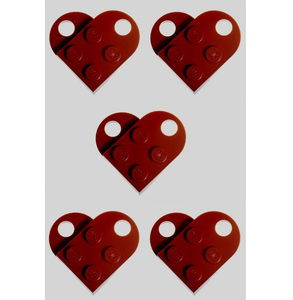 NEW LEGO 10 Pieces 2x3 Plate With Hole - Dark Red Heart Valentine's Day Love - Image 2 of 3
