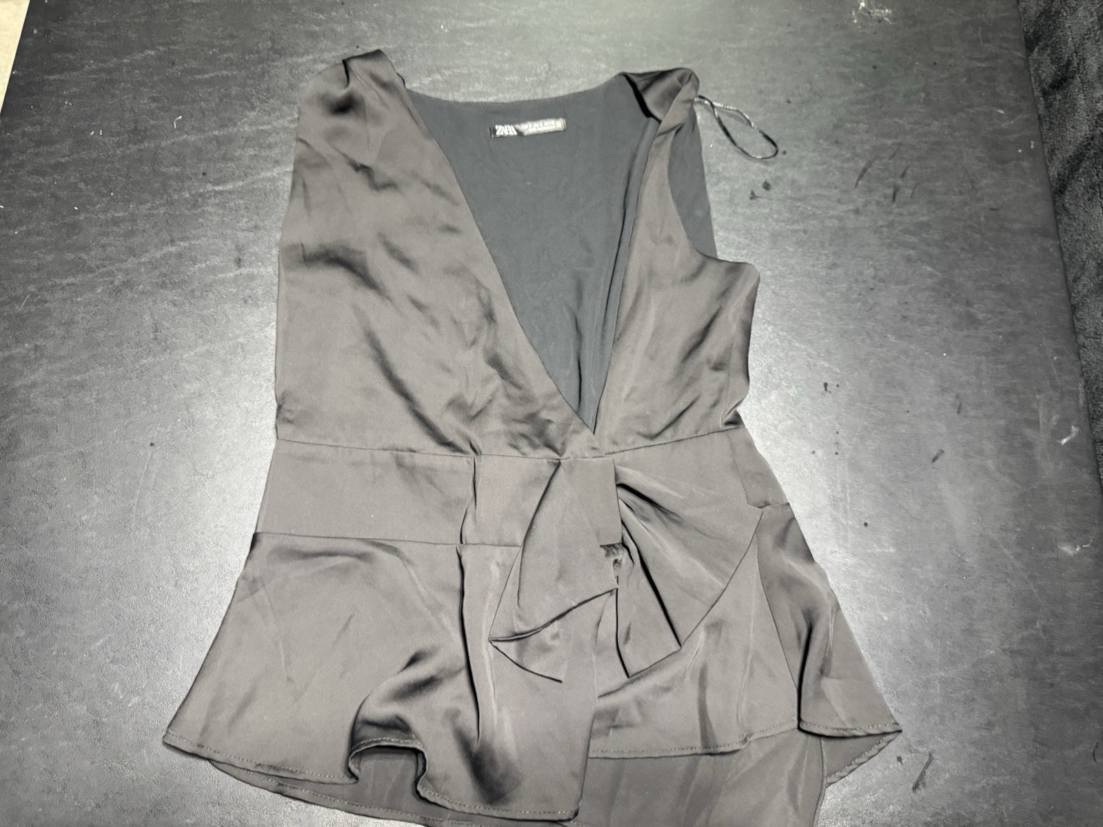 Zara grey peplum top with tie back detail Size S #peplum #feminine