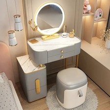 Dressing Table Set With 360° Rotating Lighting Mirror & Storage Stool -New