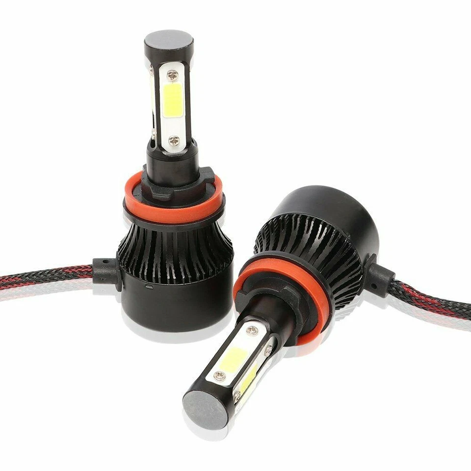 Kit de faros LED H11 de 4 lados bombilla de haz bajo súper brillante 6500K blanco 1000000LM Foto 2 de 4