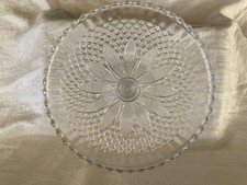 Beautiful  VINTAGE  Pressed Glass  CAKE STAND