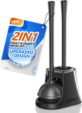 Toilet Plunger and Brush, Bowl Brush and Heavy Duty Toilet Plunger Set with Vent