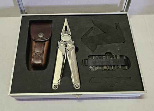 LEATHERMAN SURGE Multi Tool w/Leather Sheath 10 Bits & Case / Looks Unused 