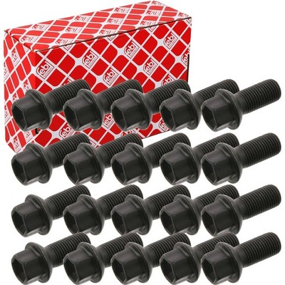 20x FEBI RADSCHRAUBEN SATZ SCHWARZ 46mm KUGELBUND für ALUFELGEN & STAHLFELGEN