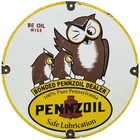 VINTAGE PENNZOIL MOTOR OIL PORCELAIN SIGN GASOLINE SERVICE STATION PUMP PLATE