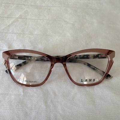 L.A.M.B. LA107 Cat Eye Eyeglasses Rose Acetate Tortoise Shell 54-17-140