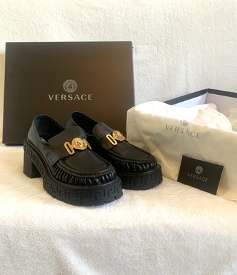Versace Medusa Greca Loafer Chunky Platform Size 8.5 Heels Pumps