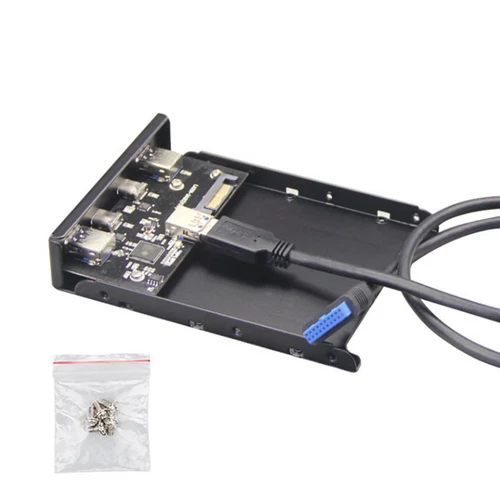 1 PC 3.5 Inch Front Panel Floppy Bay 4 Ports USB-C USB 3.0 HUB Expansion Adapter