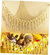Stuffed Animal Toy Storage Hammock with LED Light - L 39.5" 39.5" 48" Beige
