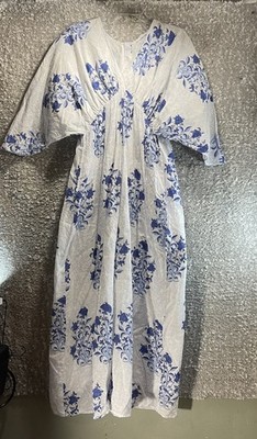 Beau & Ro Dress V-Neck Kimono Sleeve Maxi Floral Vacation Resort M Lightweight
