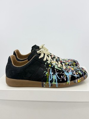 Maison Margiela GAT Low Black Suede Paint Splatter size 41 (US8) made in Italy