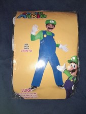 Super Mario Bros Luigi Child Costume Child Size L 10-12 New Sold Out Official