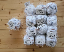 13 x (650 g) Wolle "Venus" von Lang - Fransengarn Noppengarn, weiß grau braun