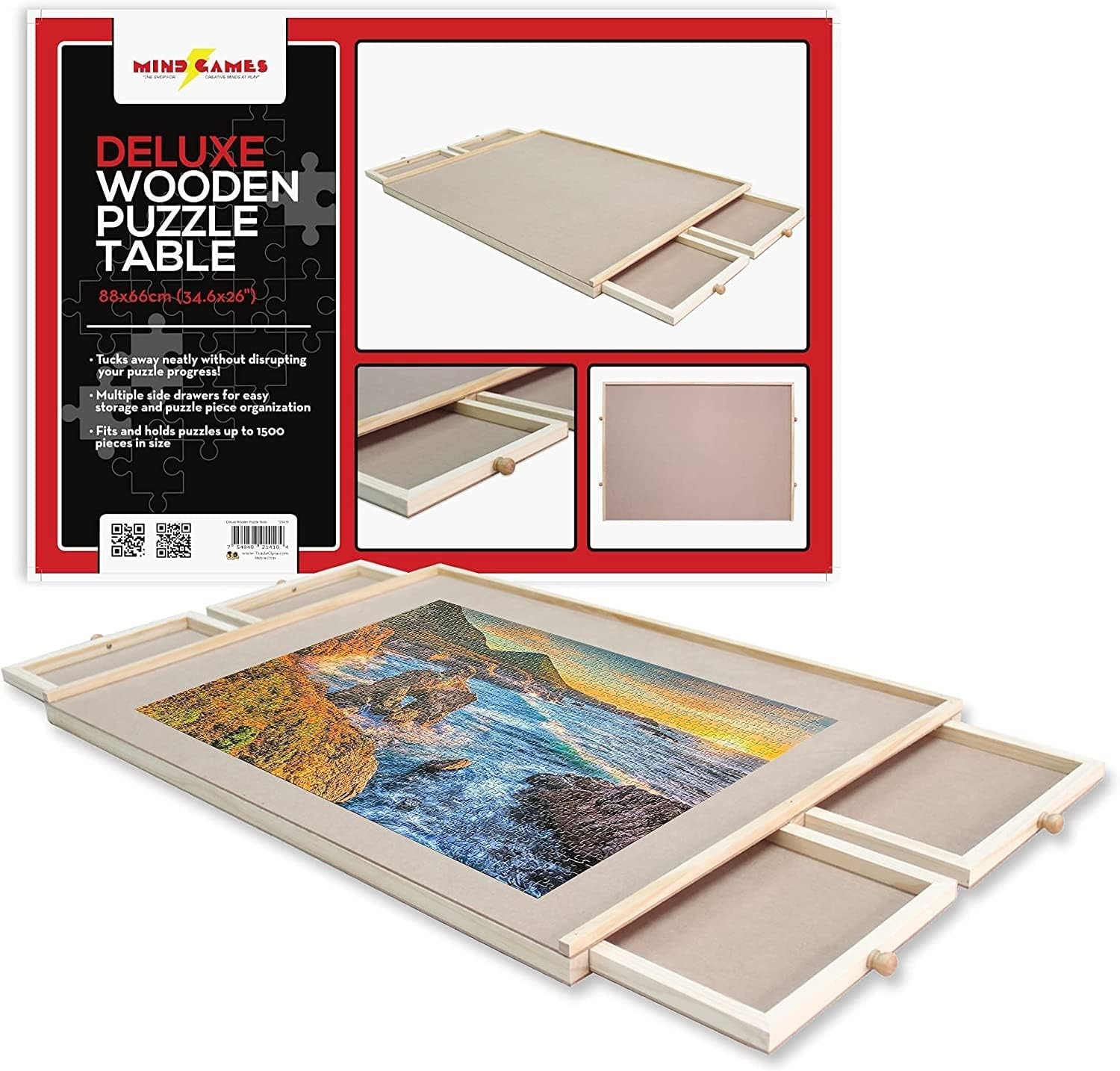 Deluxe Wooden Puzzle Board with 4 Drawers – Premium Puzzle Table for Efficien...