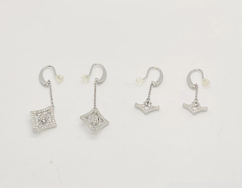 NWOT Rebecca Minkoff Silver Tone Pave Drop Earrings Set Of 2 - Image 4 of 4