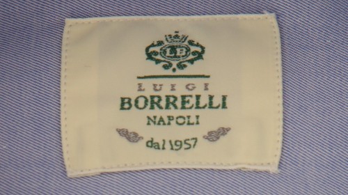 $500 Luigi Borrelli Blue Solid Cotton Shirt - Slim - (LB1252510) - Picture 4 of 4