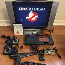 Sega Master System Console Bundle Lot w/ Ghostbusters,Controllers, Phaser + More