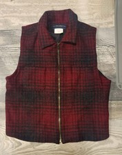 Vintage Wool vest, women small, red and black. Made in the USA