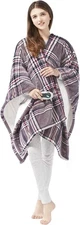 Wearable Heated Sherpa Poncho Blanket, Soft Fleece, 3 Heat Settings, Auto Off 