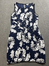 ANN TAYLOR LOFT NAVY WHITE FLORAL PRINT SLEEVELESS FIT & FLARE DRESS 12P