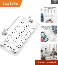 Listed 6ft Surge Protector Power Strip - 18 Outlets & 4 USB Charging Ports