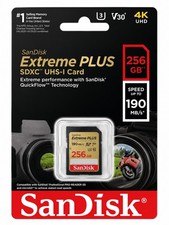SanDisk 256GB Extreme PLUS SDXC UHS-I Memory Card 190MB/s SDSDXWV-256G-ANCIN