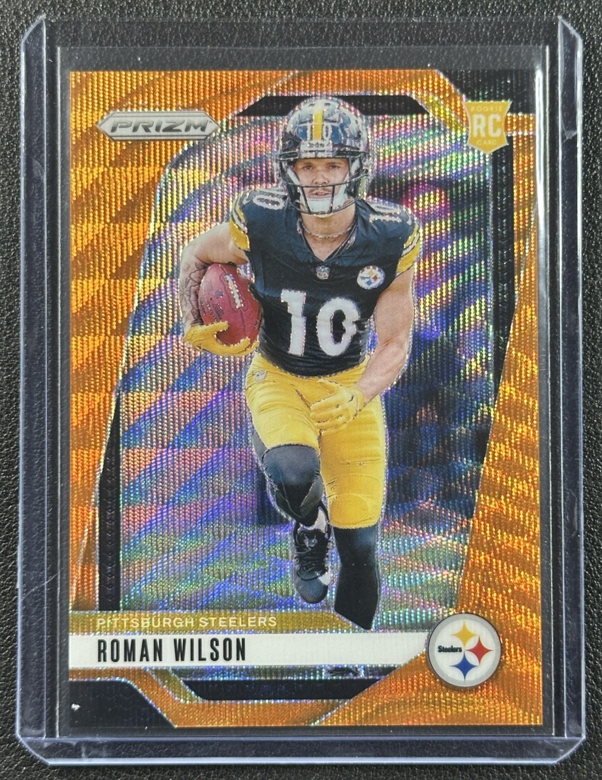 ROMAN WILSON 2024 PANINI PRIZM #384 ORANGE WAVE RC 16/60 STEELERS