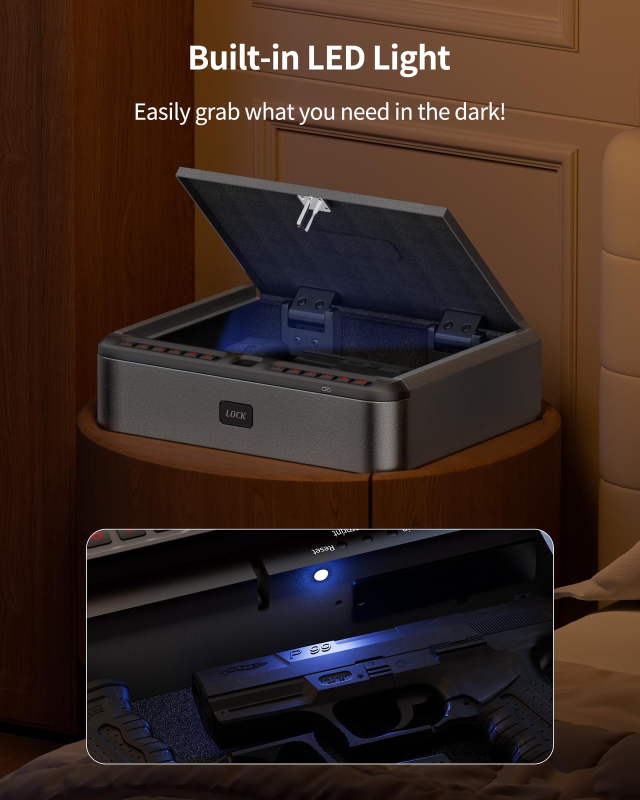 	BILLCONCH Gun Safe for Handgun - Biometric Gun Safe 4 Ways Quick Access with	