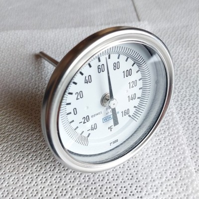 WIKA TG53 Thermometer -40F to +160F, 4'' Stem, 3'' Face Back Mnt, 1/2'' NPT