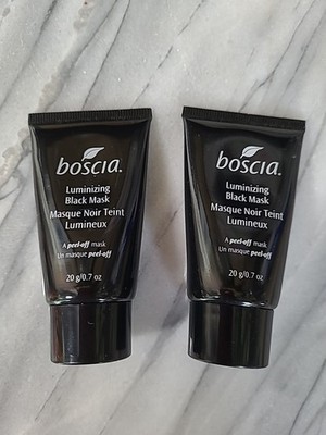 2 BOSCIA Luminizing Black Mask Peel Off Mask 0.7 oz New SEALED Travel SIZE Lot