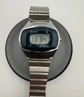 Timex SSQ H Cell Digital Quartz Watch Black Dial SS Bracelet 36-39.9mm 1970s