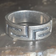 Vintage Sterling Silver 925 Greek Key Band Ring Size 5.5