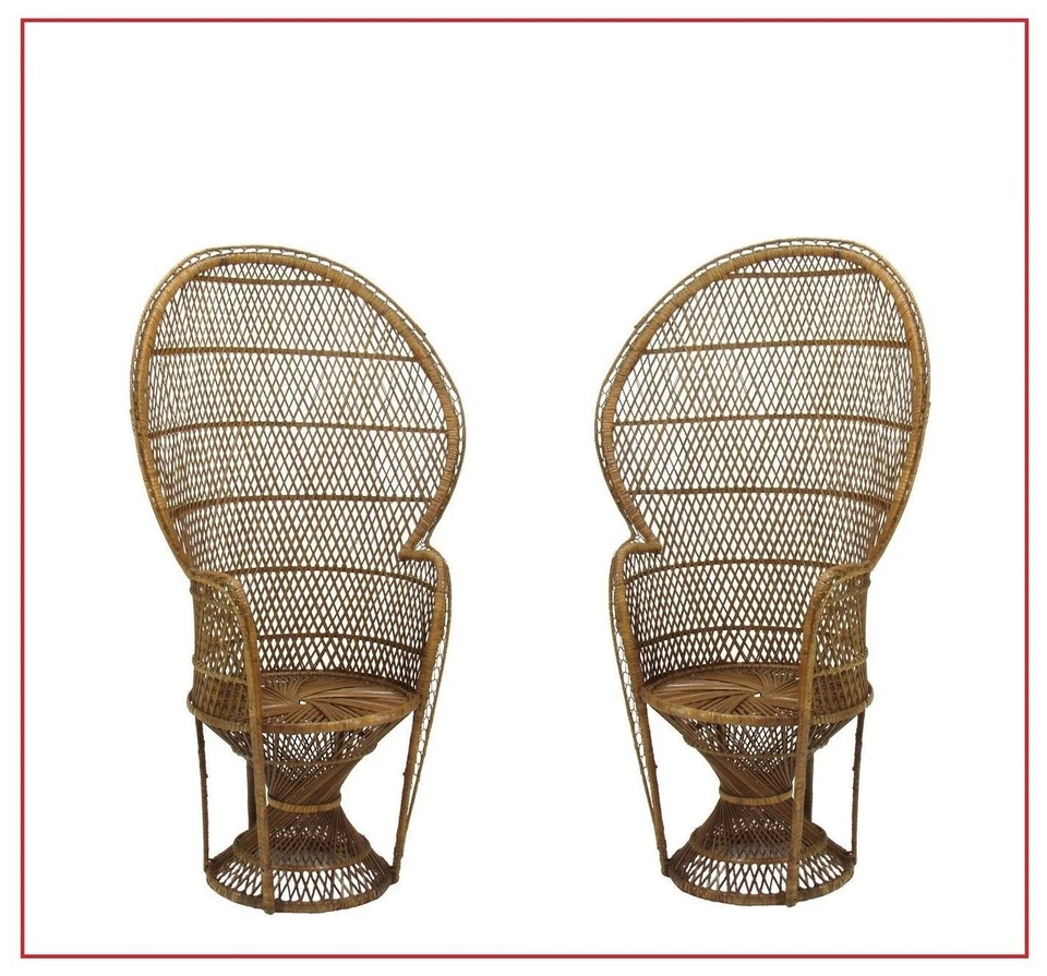 set copia 2 trono casa bambole doll in vimini papale sedia sediolina espositore - Immagine 3 di 3