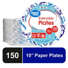 Great Value Everyday Disposable Paper Plates, 10", 150 Count