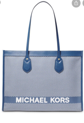 MICHAEL KORS BAY LARGE East West Shoulder TOTE VINTAGE BLUE NWT $278 - Main Image