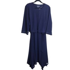 NWOT Jessica Howard Woman's Navy Dress &Jacket Lace On Hem and Sleeves Size 20W