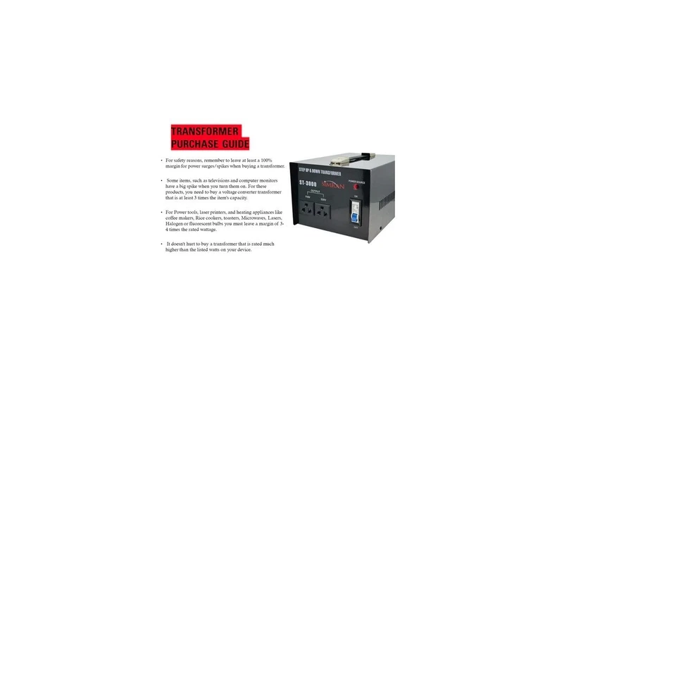 ST-3000 Watt Voltage Converter Transformer - Heavy Duty Step Up/Down - Image 3 of 4