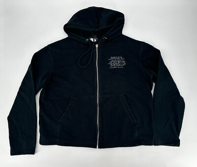 Harley Davidson Hoodie Black Cropped Long Sleeve Zip Women's