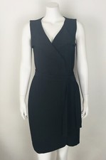 Ann Taylor Petite Trench Wrap Dress NWT Solid Black Pockets Belt Workwear 10P