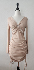 Anthropologie Dress New Size Small Beige Ribbed Drawstring Cut Out Coquette