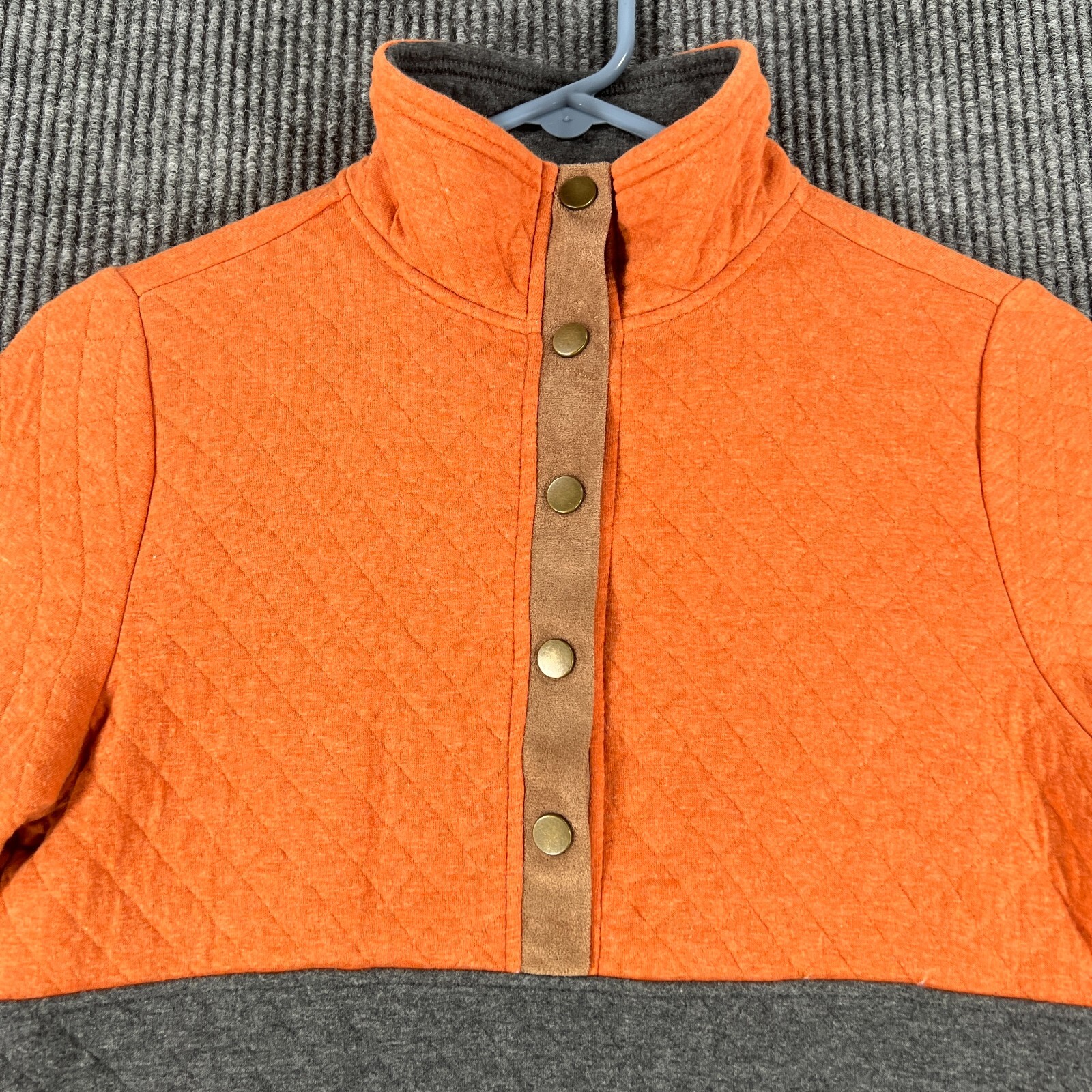 Marley Lilly Sweatshirt Womens XS Extra Small Orange Long Sleeve 1/4 Snap Casual